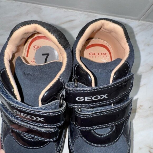 Geox Kaytan Navy Blue Suede First Steps Baby Shoes Rhinestones - Picture 3 of 5